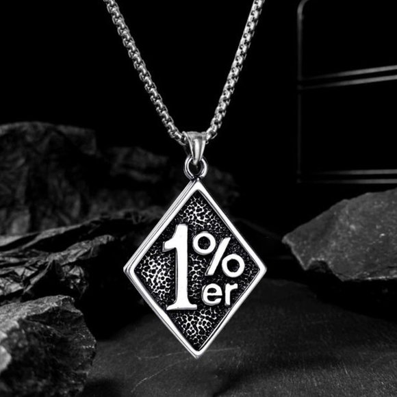 ❤️Fashion trend Retro 1%er square pendant necklace for women/men, N90201P179 - Picture 1 of 8